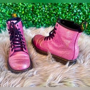Dr. Martens- Junior’s 1460 Glitter Lace Up Boots, Pink
